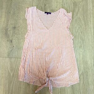 West Kei Pink Striped V-Neck Blouse
